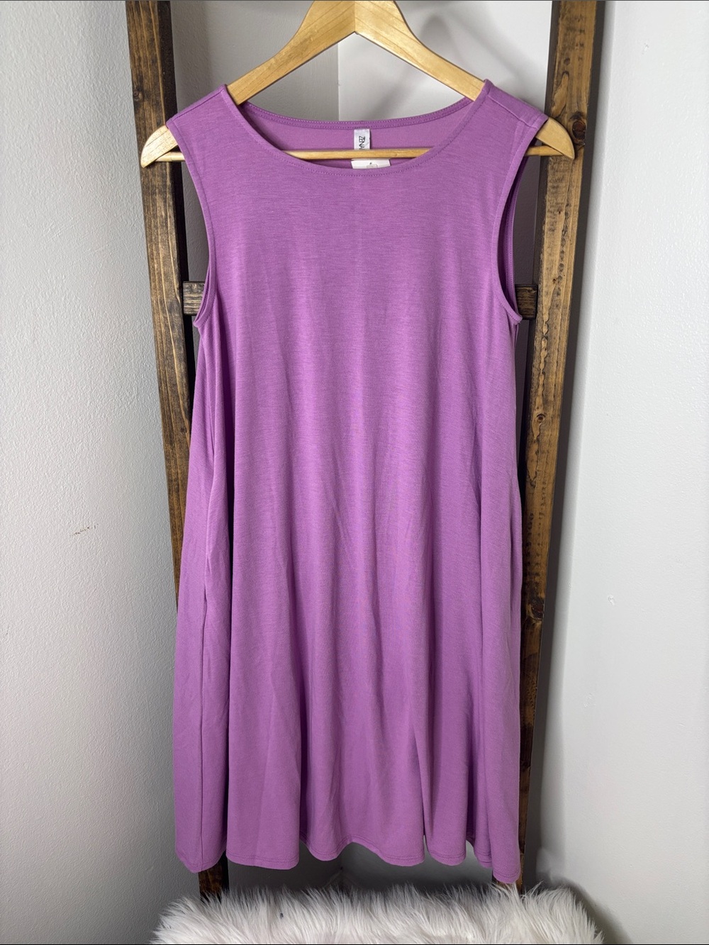 Zenana Outfitters Sleeveless Swing Midi Dress - Purple Size S